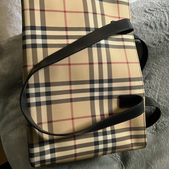 Burberry Tan and Black Plaid Tote - Picture 5 of 7